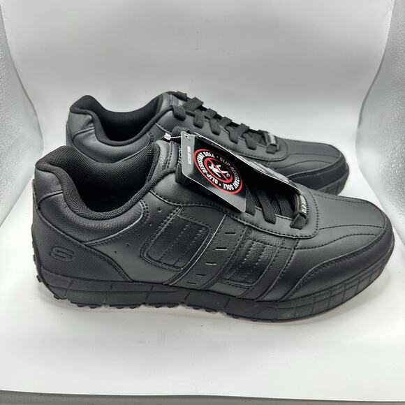 Skechers Men\'s Work Elston 2.0 Black Lace Up Food Service Shoe | Size 7.5